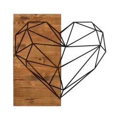 Quadro cuore metallo con pannello in legno