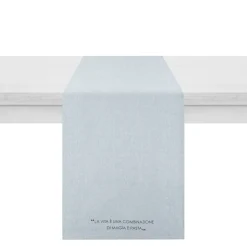 Runner 45x140 cm ottanio con scritta in misto cotone