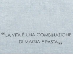 Runner 45x140 cm ottanio con scritta in misto cotone