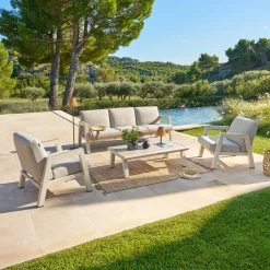 Salotto da giardino 5 posti con tavolino Axiome grigio