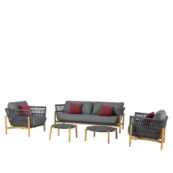 Salotto da giardino divano, 2 poltrone con 2 tavolini Rubby