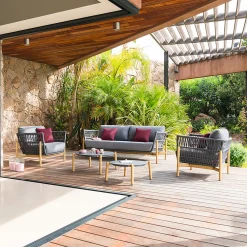 Salotto da giardino divano, 2 poltrone con 2 tavolini Rubby