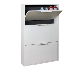 Scarpiera 65x105x15 cm bianca con 3 ante a ribalta