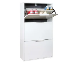 Scarpiera 65x120x25 cm bianco con 3 ante a ribalta