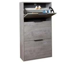 Scarpiera 65x120x25 cm grigia con 3 ante a ribalta
