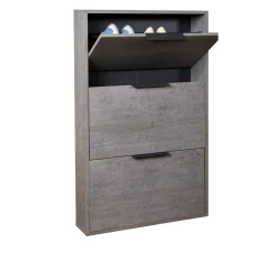 Scarpiera 65x105x15 cm grigia con 3 ante a ribalta