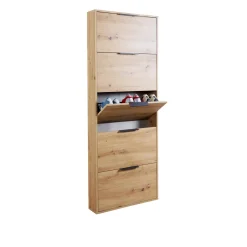 Scarpiera 65x174x15 cm legno Oak con 5 ante a ribalta