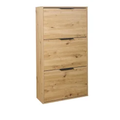 Scarpiera 65x120x25 cm legno Oak con 3 ante a ribalta