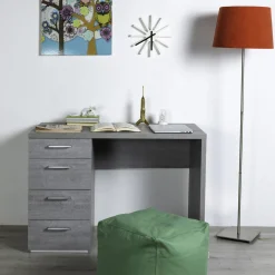 Scrivania 4 cassetti 110x75,4x60 cm grigio venato