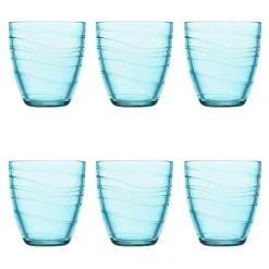 Servizio 6 bicchieri acqua azzurri Mexico Pasabahce