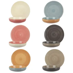 Servizio 12 piatti colorati in ceramica Maya