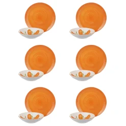 Servizio 12 piatti fiore arancione Flowers porcellana