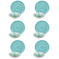 Servizio 12 piatti fiore azzurro Flowers porcellana