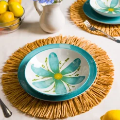 Servizio 12 piatti fiore azzurro Flowers porcellana