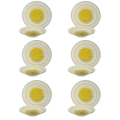 Servizio 12 piatti porcellana giallo Luna