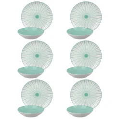Servizio 12 piatti porcellana decoro ottanio Hipnotic