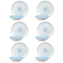 Servizio 12 piatti porcellana decoro blu Hipnotic