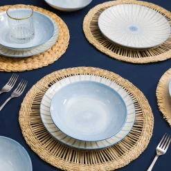 Servizio 12 piatti porcellana decoro blu Hipnotic