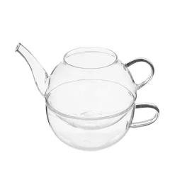 Servizio tè teiera e tazza in vetro