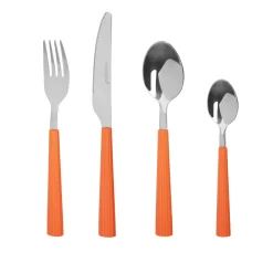 Set 16 posate in acciaio manico arancione Stripes