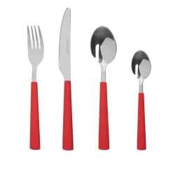 Set 16 posate in acciaio manico rosso Stripes