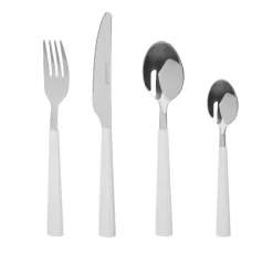 Set 16 posate in acciaio manico bianco Stripes