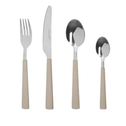 Set 16 posate in acciaio manico grigio Stripes