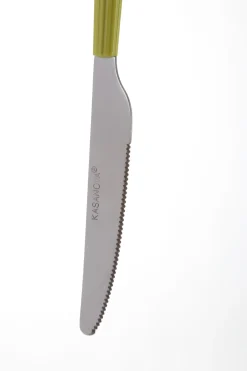 Set 16 posate in acciaio manico verde Stripes