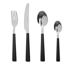 Set 16 posate in acciaio manico nero Stripes