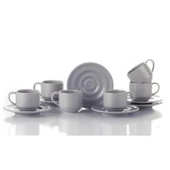 Set 6 tazze caffè beige con piattino