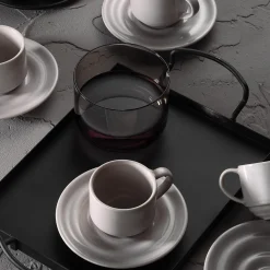 Set 6 tazze caffè beige con piattino