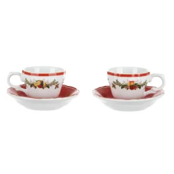 Set 2 tazze caffè Natale con piattino porcellana