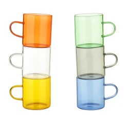 Set 6 tazzine caffè colorate in vetro