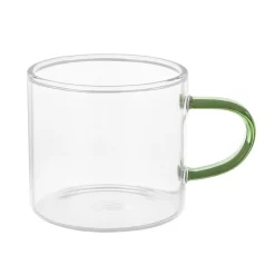 Set 6 tazzine caffè in vetro 85 ml manico colorato Lumina