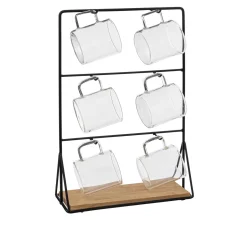 Set 6 tazzine caffè in vetro con stand