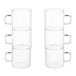 Set 6 tazzine caffè in vetro con stand
