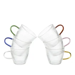 Set 6 tazzine caffè in vetro righe Lumina