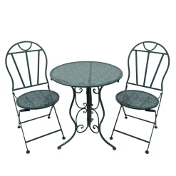 Set giardino tavolo e 2 sedie blu in ferro