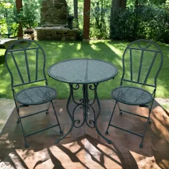 Set giardino tavolo e 2 sedie blu in ferro
