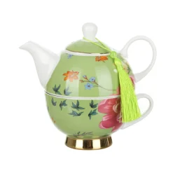 Set teiera e tazza porcellana verde Royal Garden