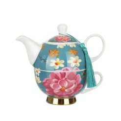Set teiera e tazza porcellana blu Royal Garden