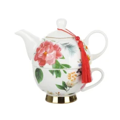 Set teiera e tazza porcellana bianca Royal Garden