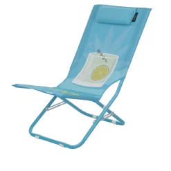 Spiaggina pieghevole Gin Tonica azzurra con poggiatesta