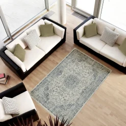 Tappeto bianco e blu decorazioni classiche 230x160 cm Eileen