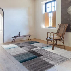 Tappeto grigio e azzurro effetto 3D 190x133 cm Timelapse