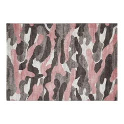 Tappeto 120x170 cm Camouflage grigio e rosa