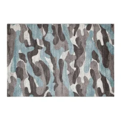 Tappeto 120x170 cm Camouflage grigio e blu