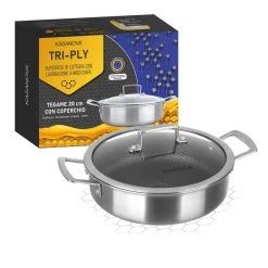 Tegame 20 cm con coperchio a 3 strati Tri - ply