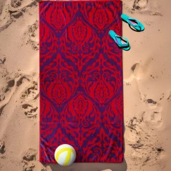 Telo mare 90x165 cm decoro rosso