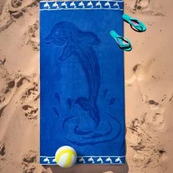 Telo mare 90x165 cm delfino blu